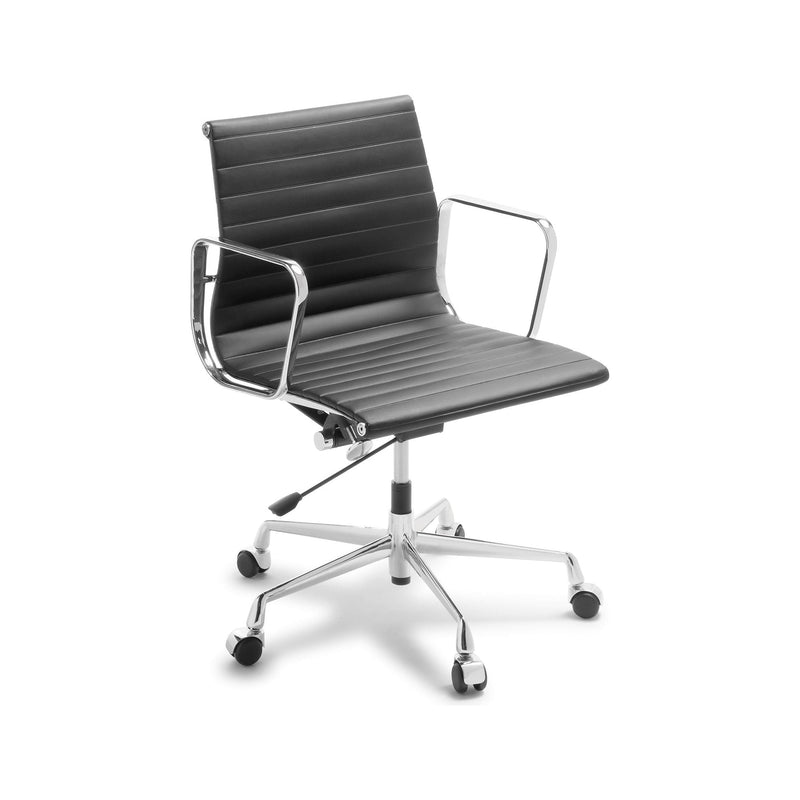 Eames Replica Classic Mid Back Black Leather-Look PU Vinyl